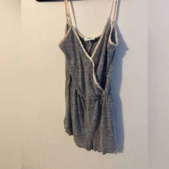 Out From Under x Urban Outfitters Grey Surplice Mini Romper Medium - Picture 5 of 10